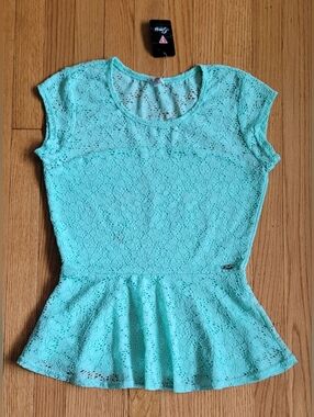 Guess Mint Green Lace Peplum Top- NEW with Tags!!!!!